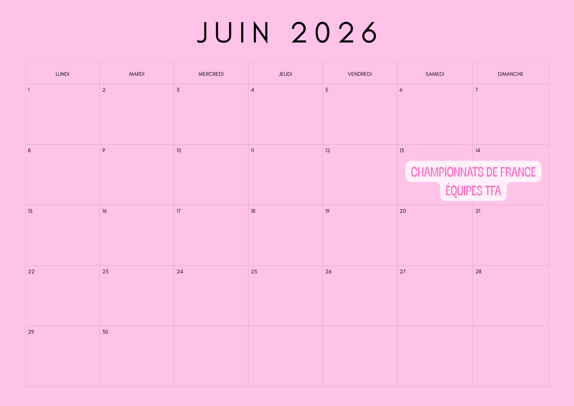 juin calendrier 2026