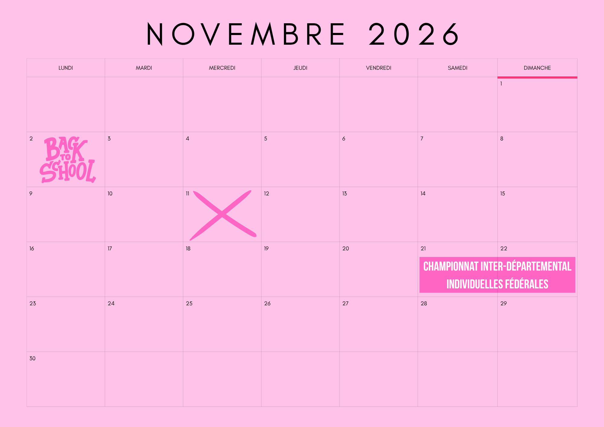calendrier novembre 2026